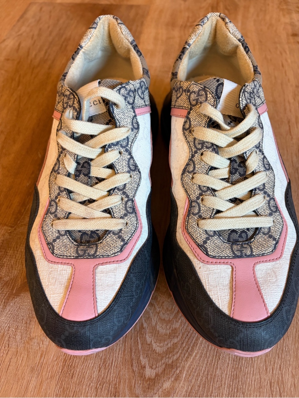 Gucci Pink, Black & Cream GG Logo Athletic Sneakers